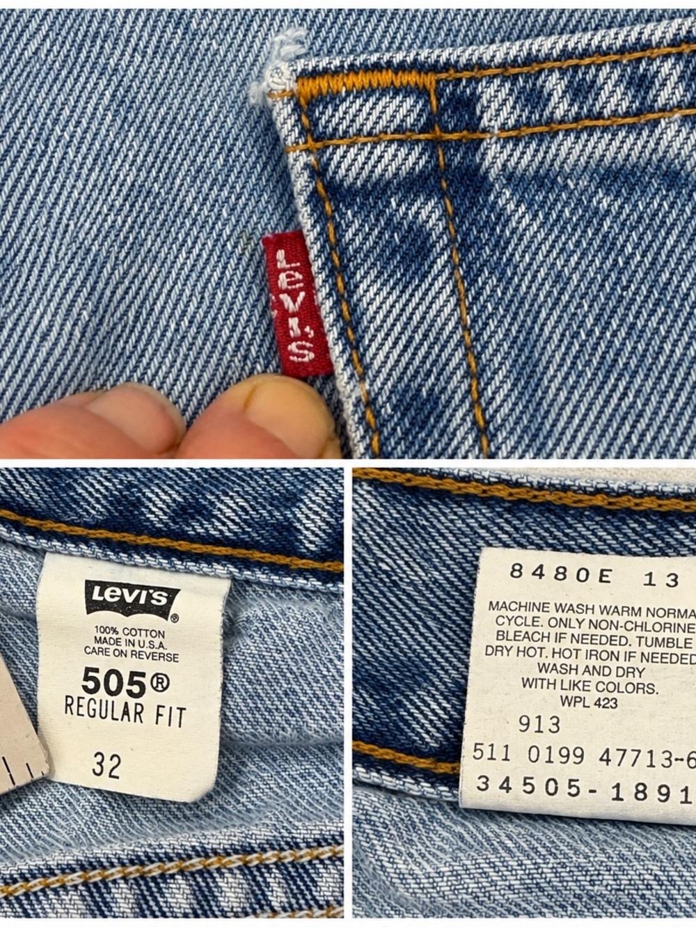 Levi's Light Blue Men's 505 Regular Fit Denim Shorts